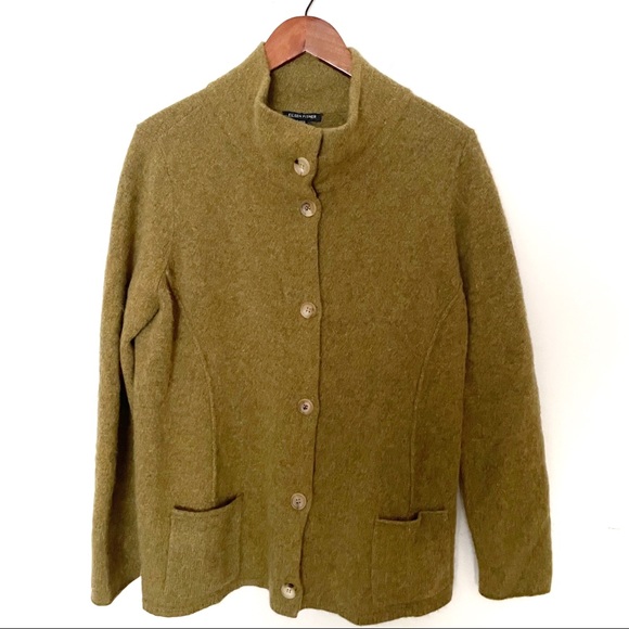 Eileen Fisher Sweaters - Eileen Fisher Green Wool Cashmere Cardigan